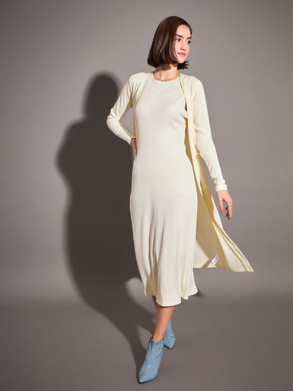 Off-White Rib Front Open Shrug