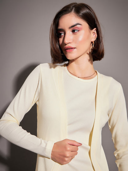 Off-White Rib Front Open Shrug