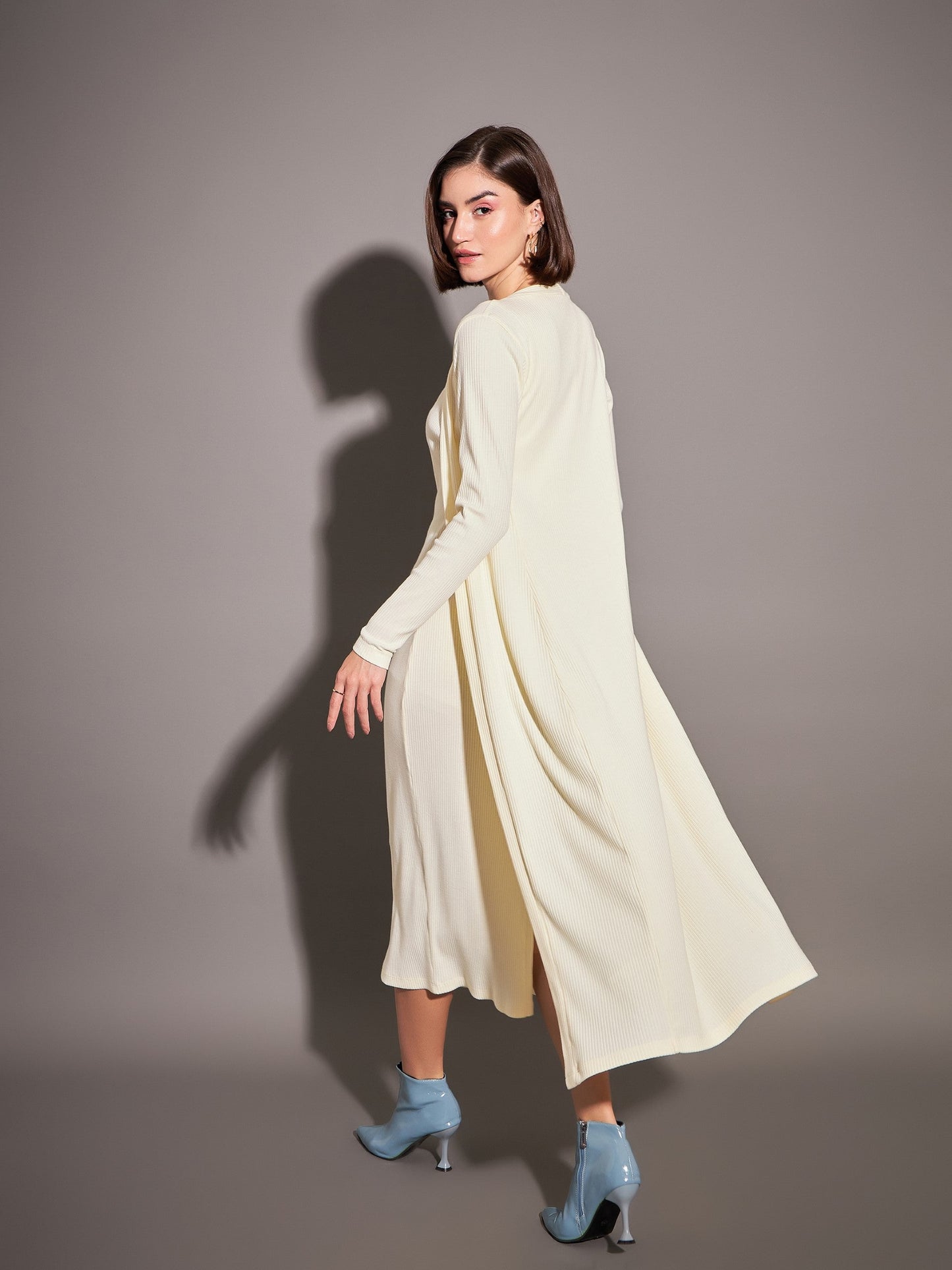 Off-White Rib Front Open Shrug