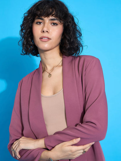 Onion Pink Shawl Collar Front Open Blazer