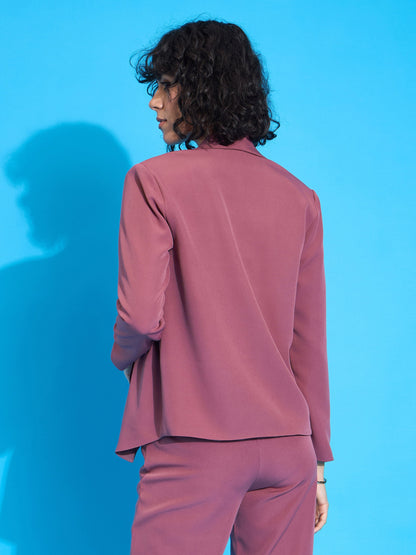 Onion Pink Shawl Collar Front Open Blazer