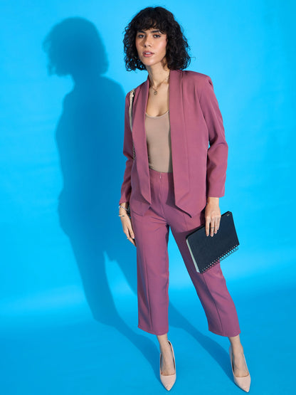Onion Pink Shawl Collar Front Open Blazer