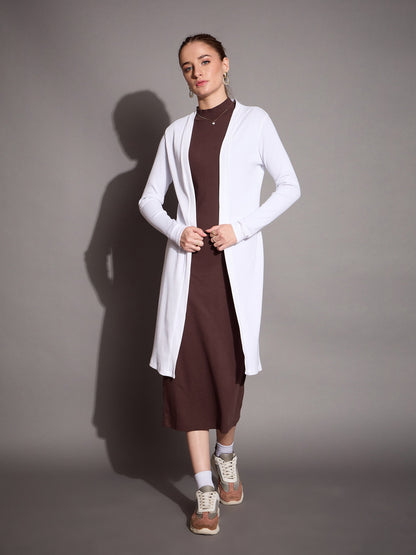 White Rib Full Sleeves Shrug