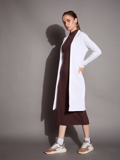 White Rib Full Sleeves Shrug