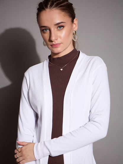 White Rib Full Sleeves Shrug