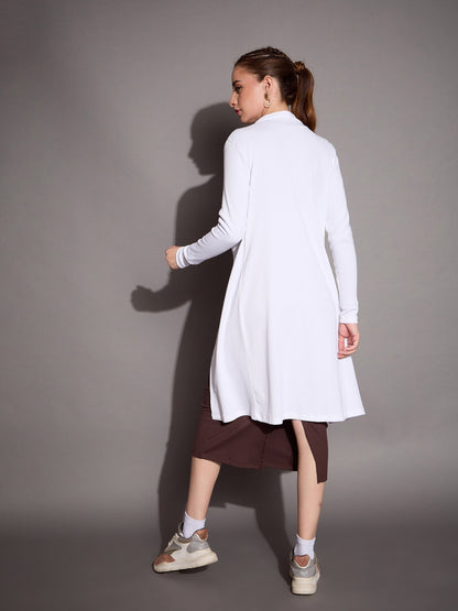 White Rib Full Sleeves Shrug