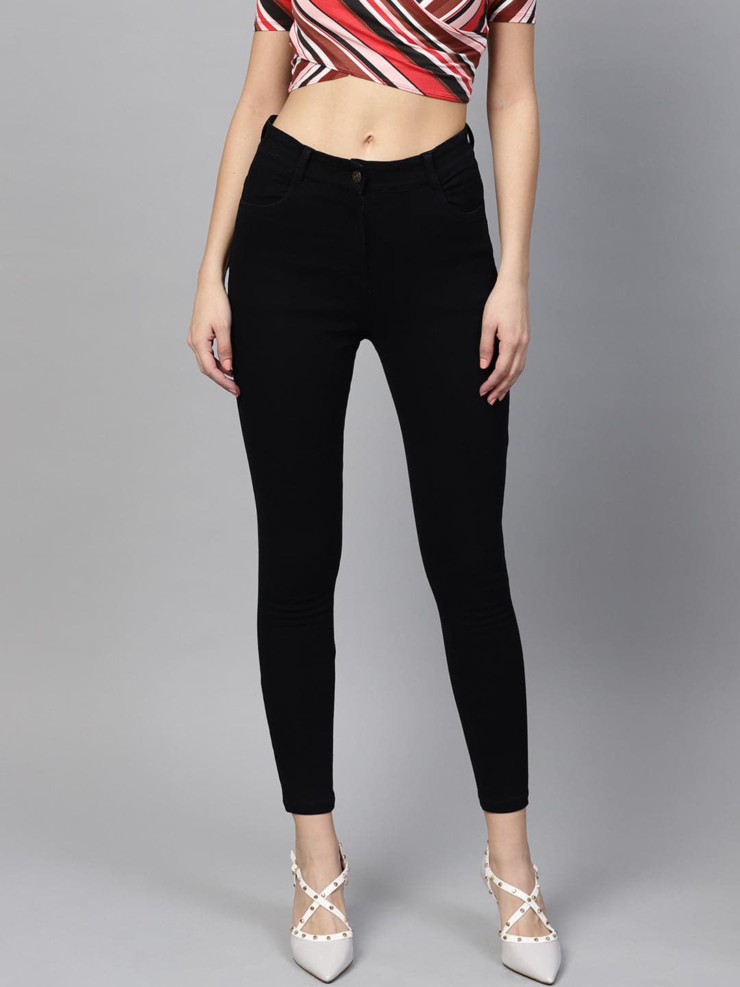 Women's Black Cropped Jeans in Cotton by Sassafras for wholesale, bulk, supplier, manufacturer and wholesaler buyers from Trendphoria