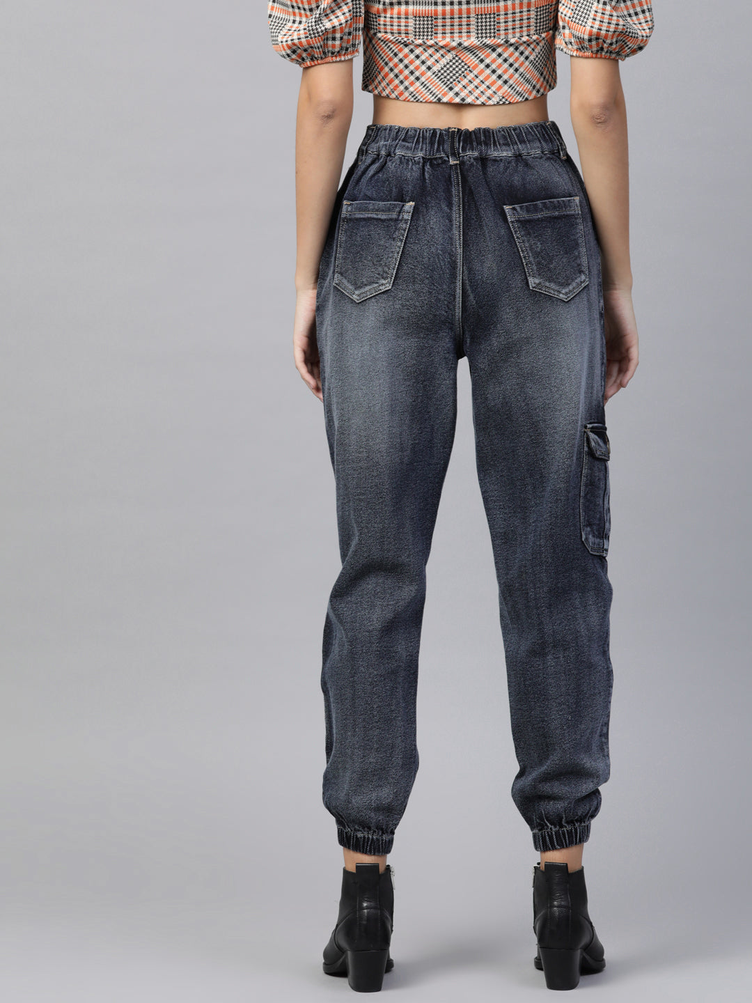 Navy Washed Street Wear Jogger Jeans