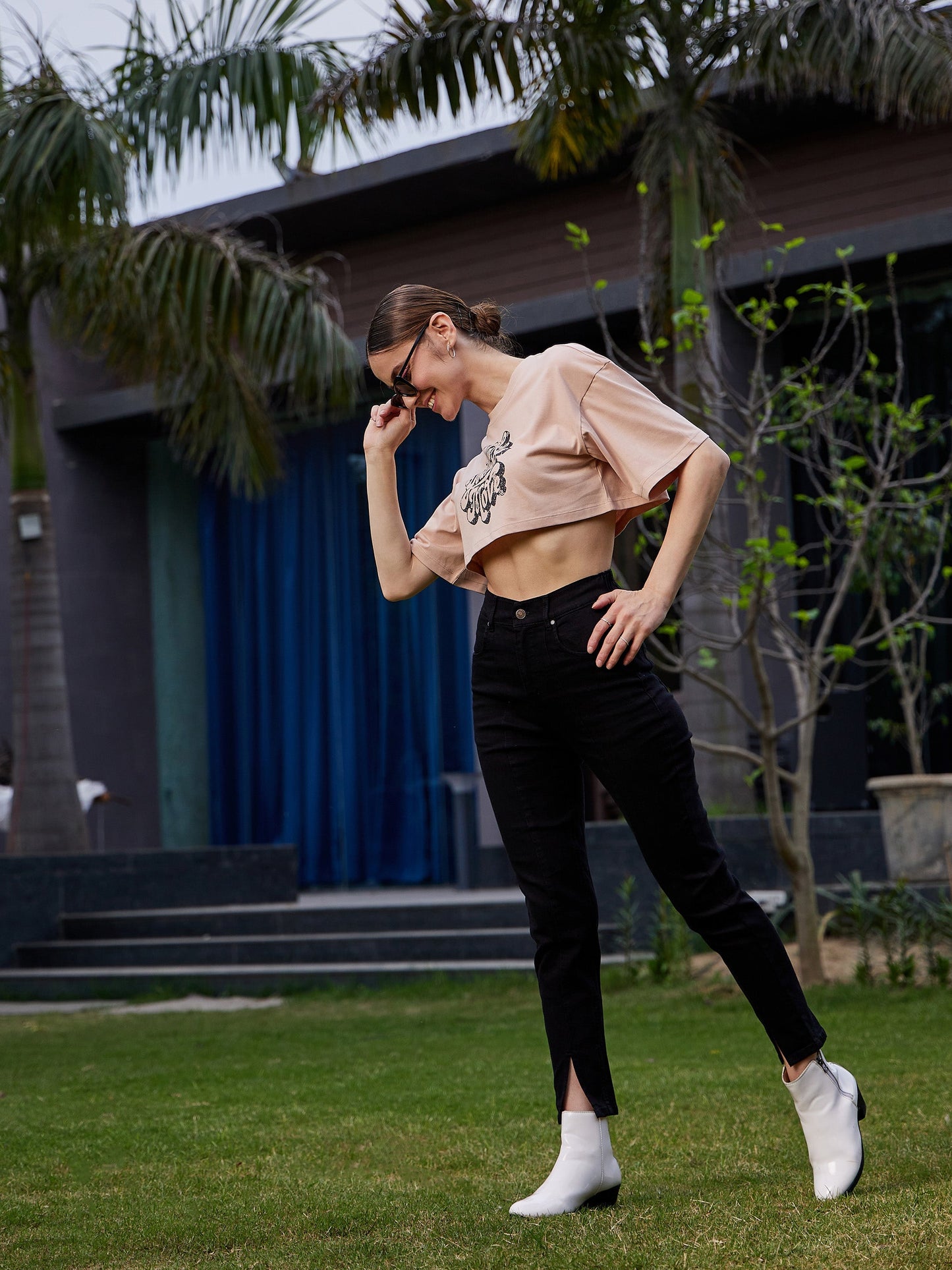 Black Hem Slit Relax Premium Jeans