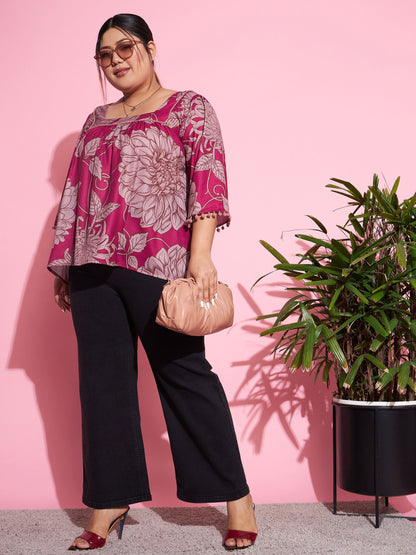 Black Acid Wash Denim Bell Bottom Jeans-SASSAFRAS Curve