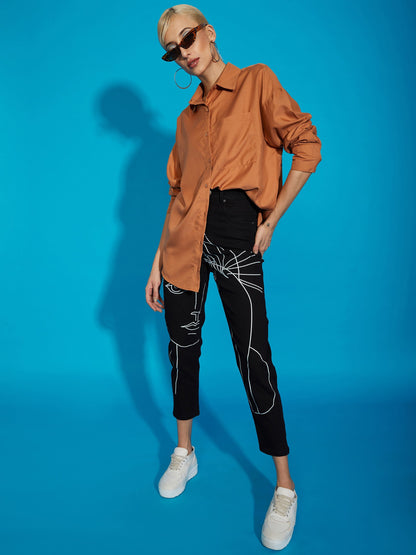 Black Premium Line Art Mom Fit Jeans