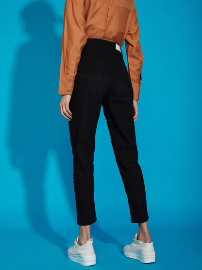 Black Premium Line Art Mom Fit Jeans