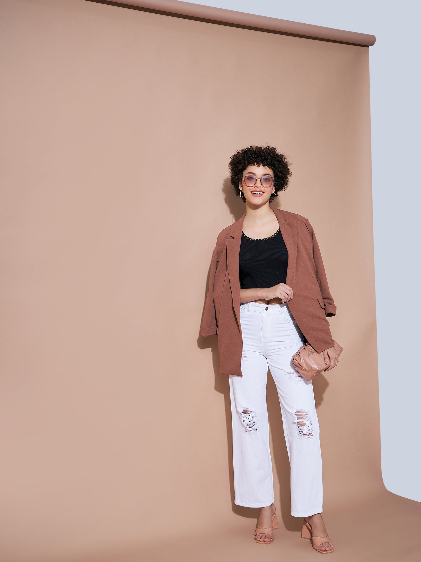White Heavy Distress Straight Jeans