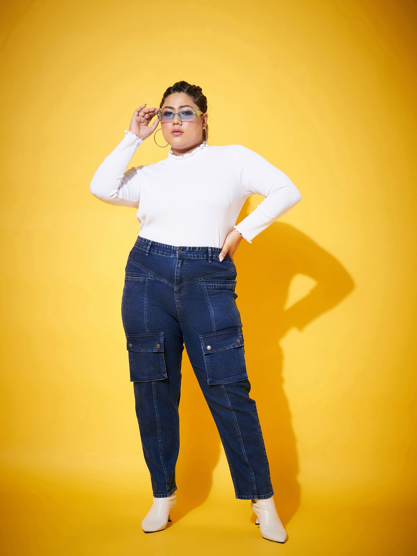 Navy Wash Front Patch Pocket Jeans