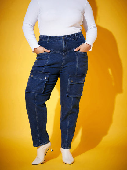 Navy Wash Front Patch Pocket Jeans