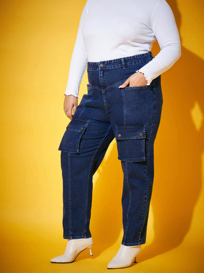 Navy Wash Front Patch Pocket Jeans