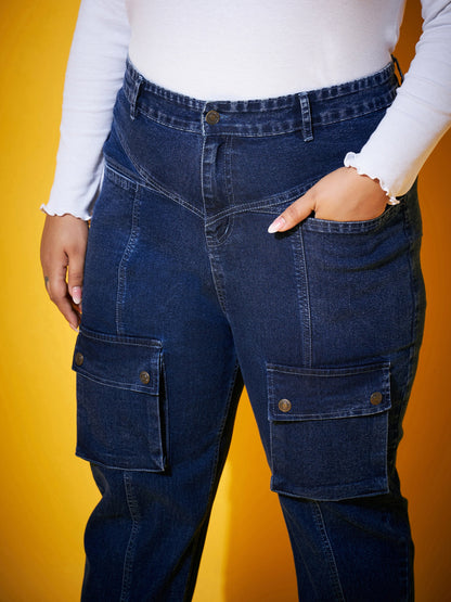 Navy Wash Front Patch Pocket Jeans