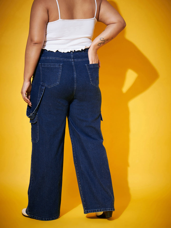 Navy Wash Side Patch Pocket Jeans-SASSAFRAS Curve