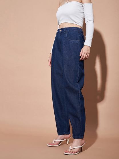 Navy Mid Rise Balloon Fit Jeans
