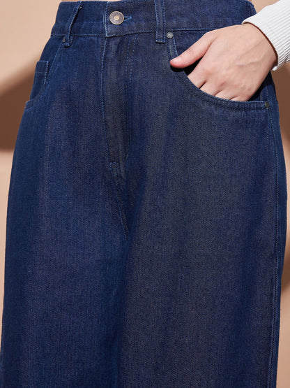 Navy Mid Rise Balloon Fit Jeans