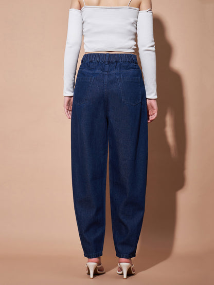 Navy Mid Rise Balloon Fit Jeans