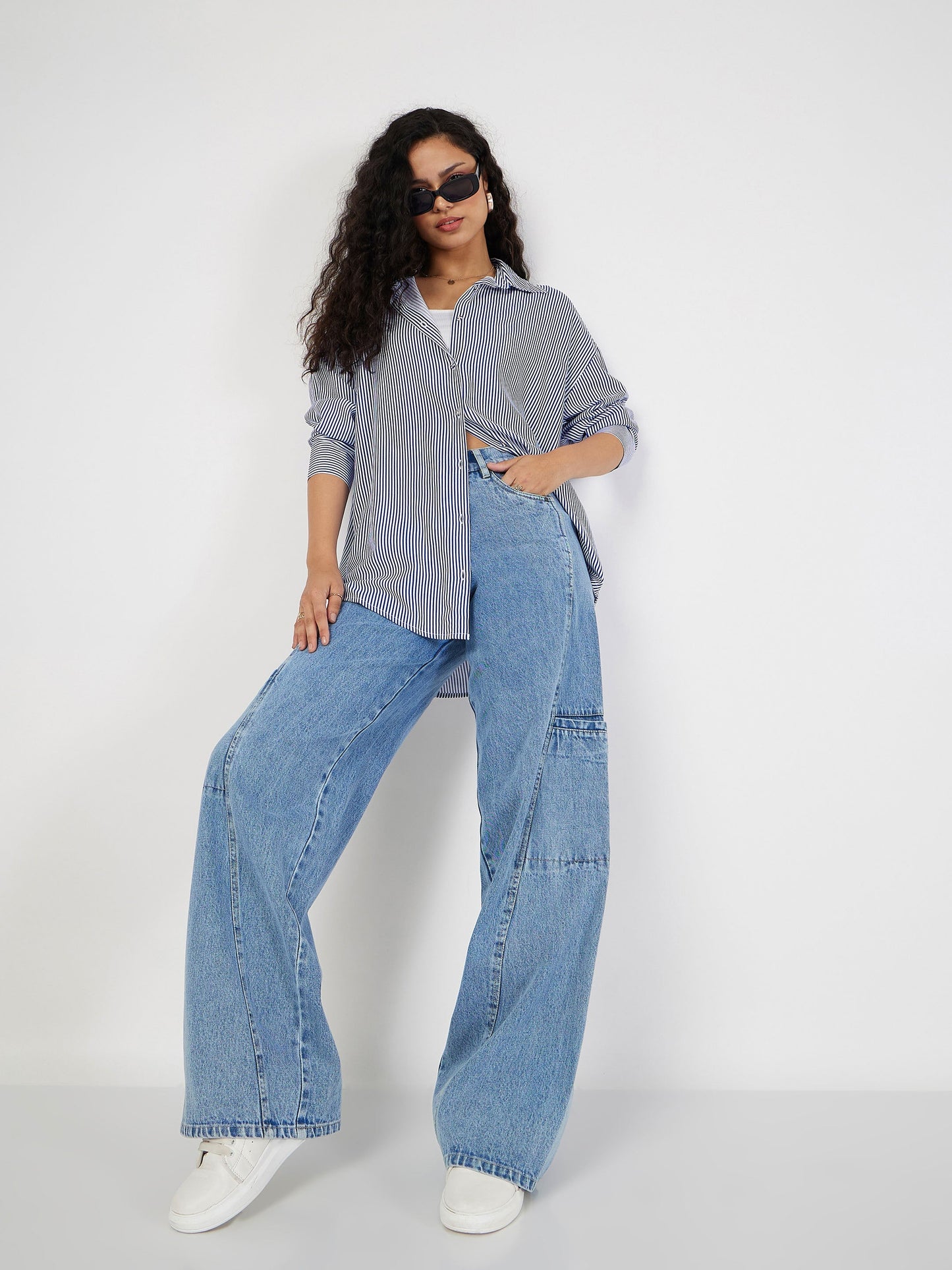 Women Blue Wide Leg Jeans