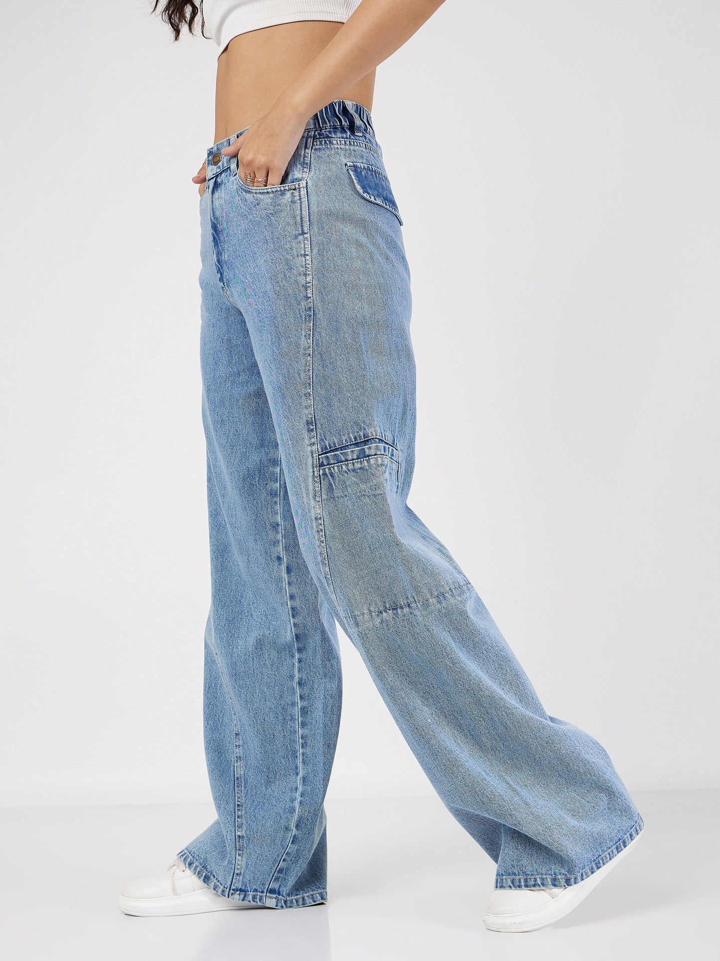 Women Blue Wide Leg Jeans