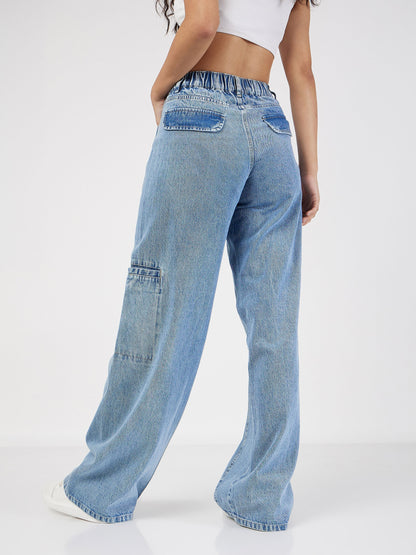 Women Blue Wide Leg Jeans