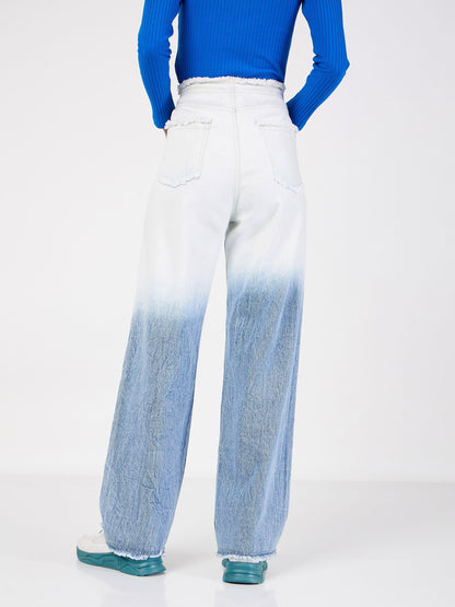 Blue & White Ombre Straight Jeans