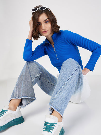 Blue & White Ombre Straight Jeans