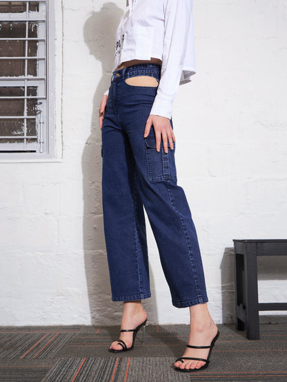 Blue Blast Waist Cut Out Cargo Jeans