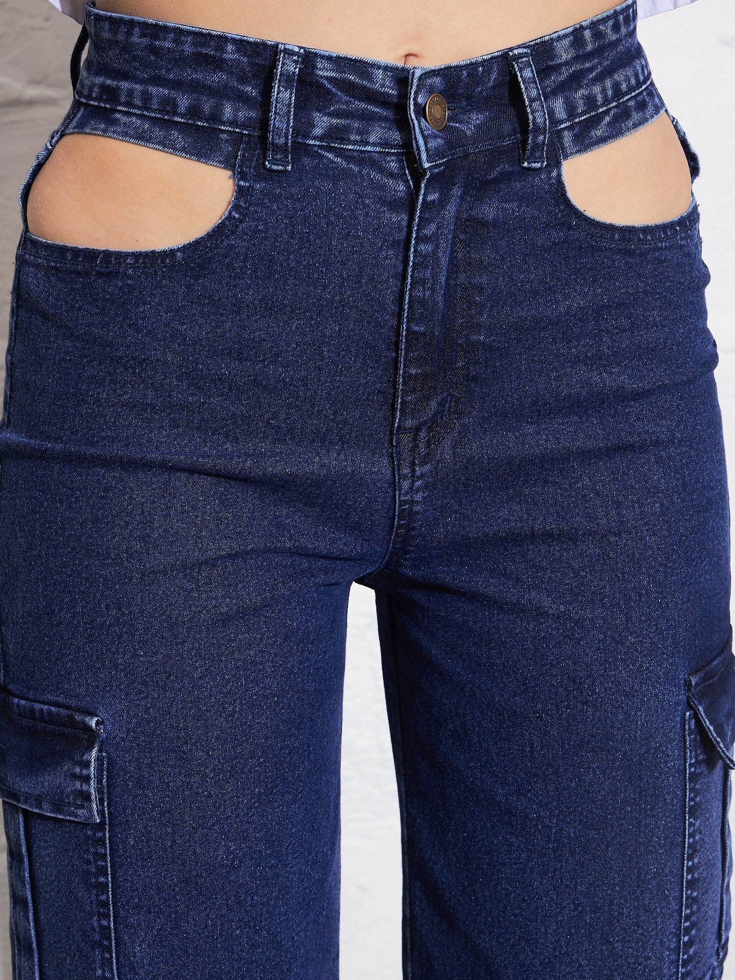 Blue Blast Waist Cut Out Cargo Jeans
