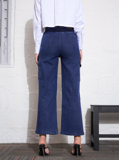 Blue Blast Waist Cut Out Cargo Jeans