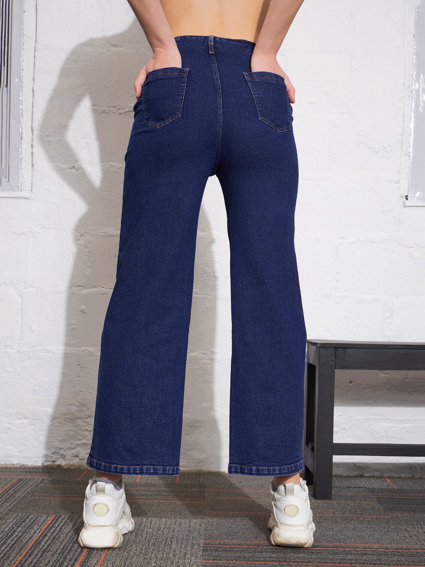 Blue Blast Zipper Detail Straight Jeans