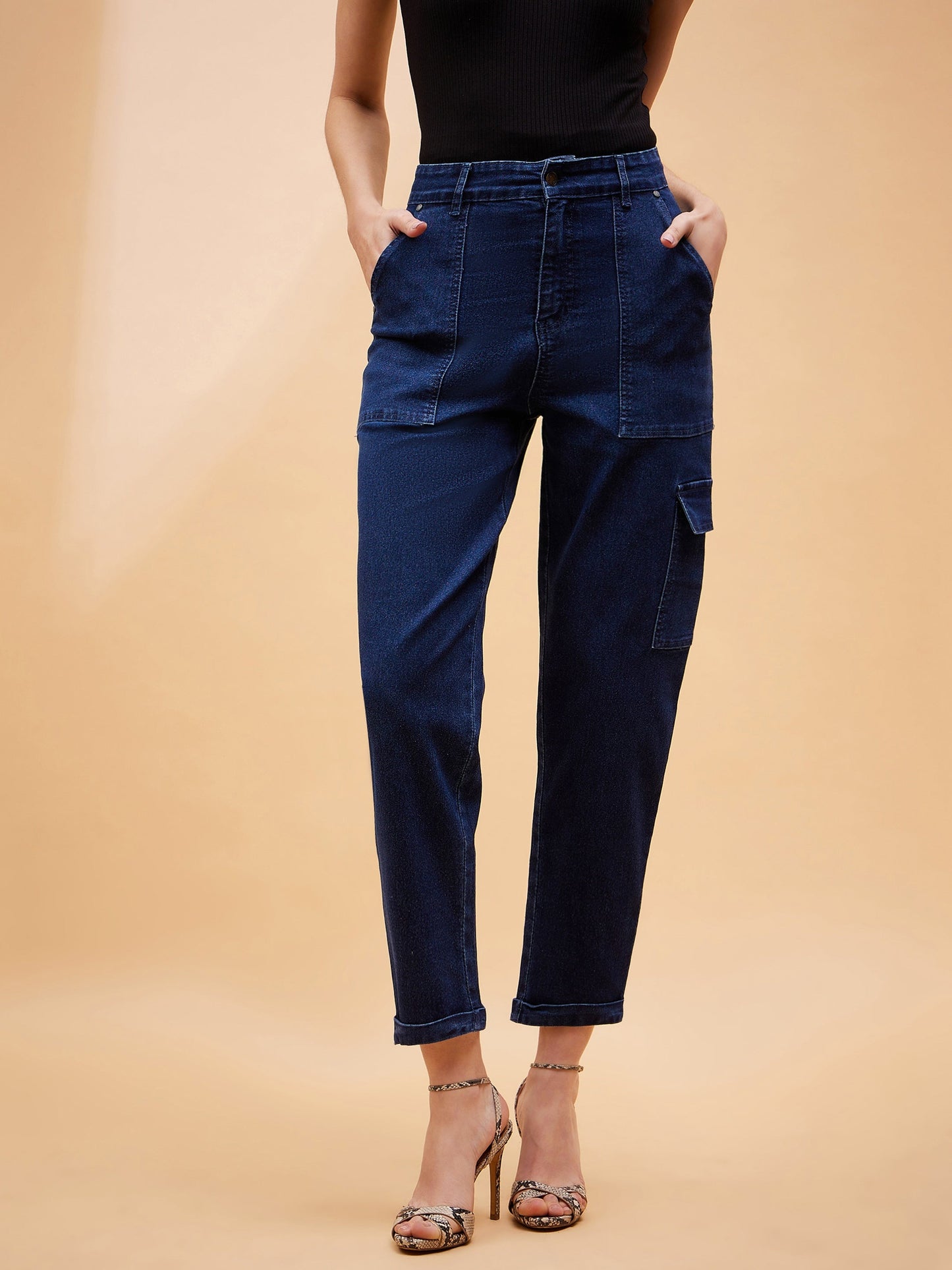 Blue Blast Multi Pockets Balloon Fit Jeans