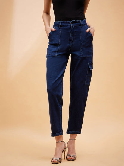 Blue Blast Multi Pockets Balloon Fit Jeans