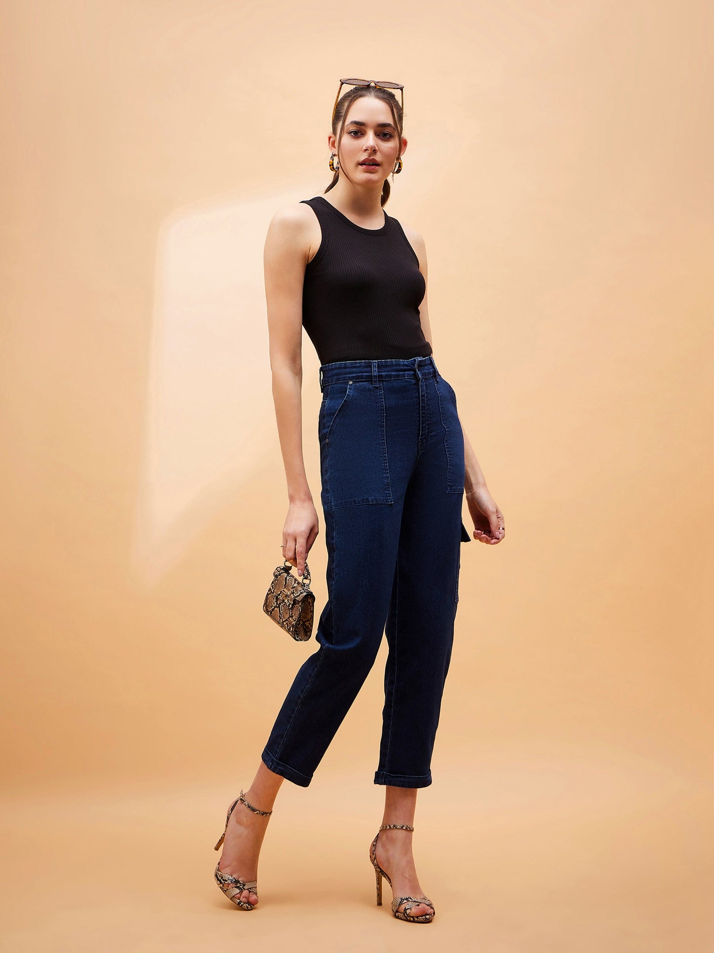 Blue Blast Multi Pockets Balloon Fit Jeans