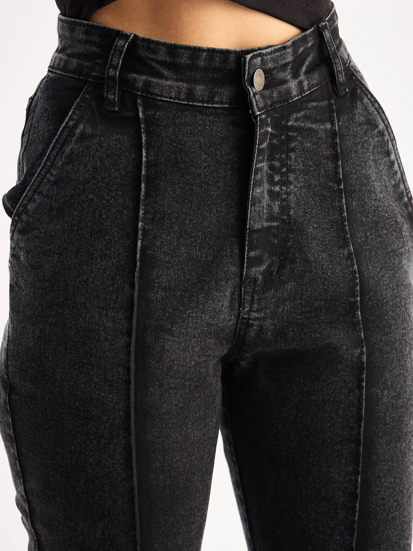 Black Mid Rise Boot Cut Jeans