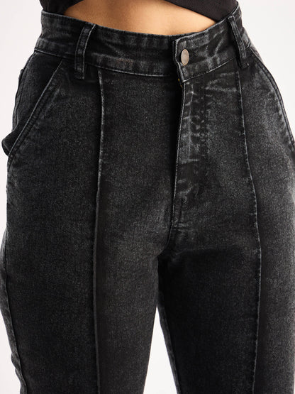 Black Mid Rise Boot Cut Jeans