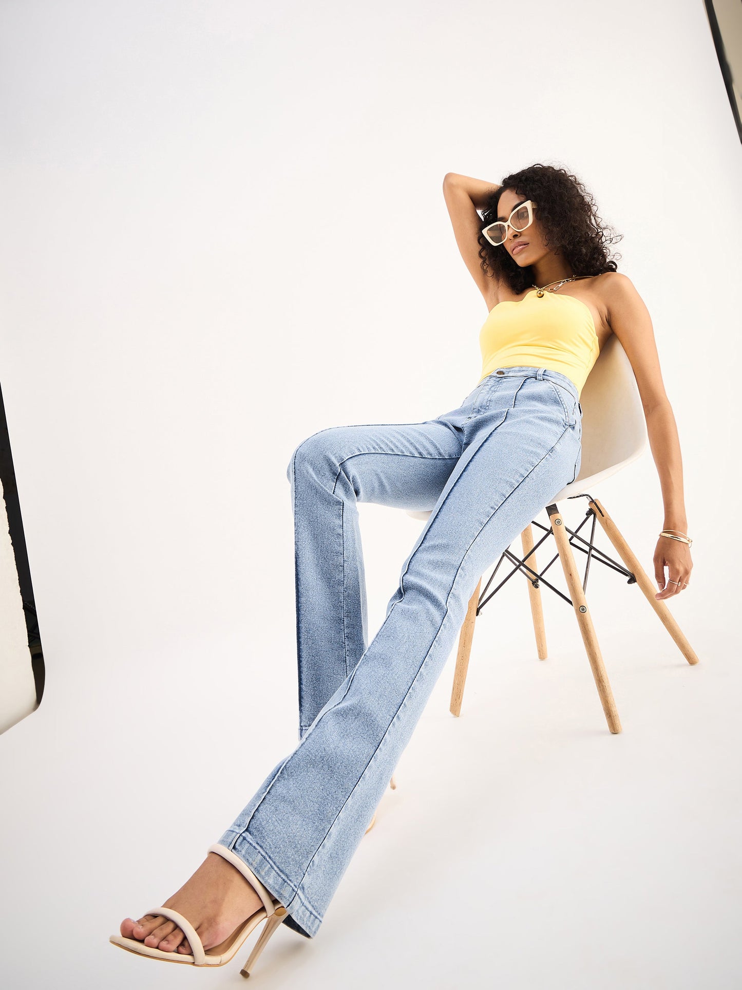 Ice Blue Mid Rise Boot Cut Jeans
