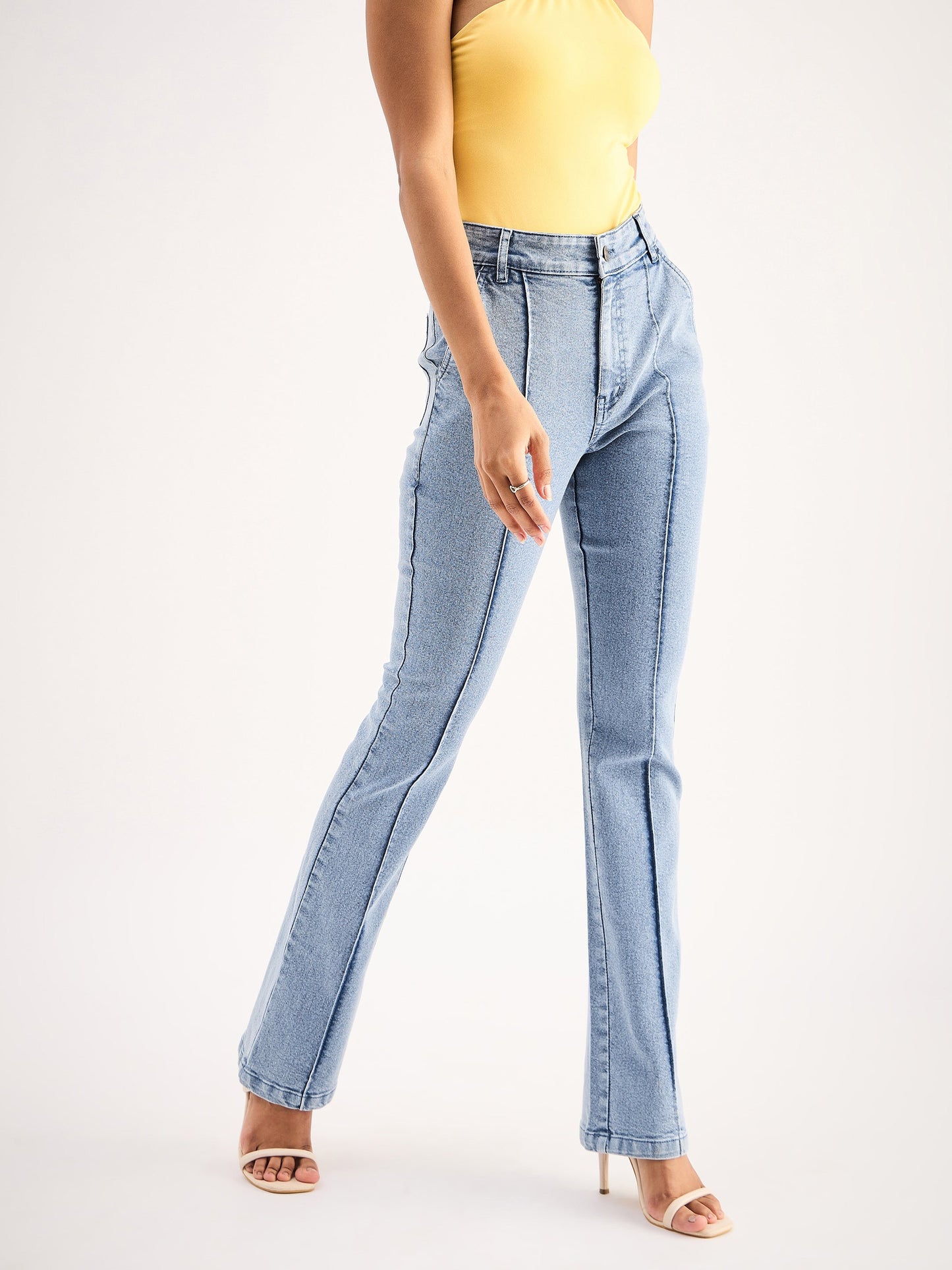 Ice Blue Mid Rise Boot Cut Jeans