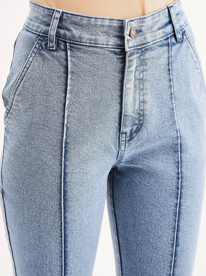 Ice Blue Mid Rise Boot Cut Jeans