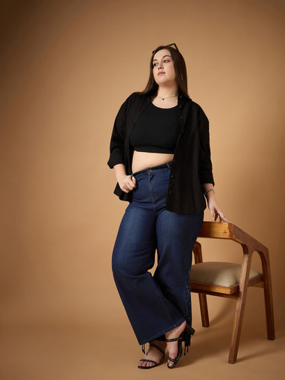 Blue Wash Side Knot Straight Fit Jeans