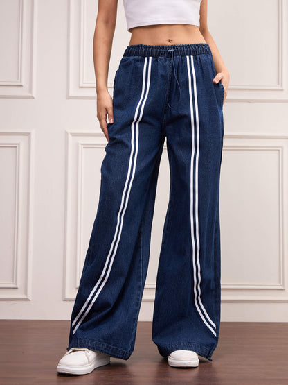 Blue Denim Front Tape Jeans