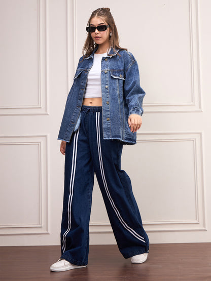 Blue Denim Front Tape Jeans