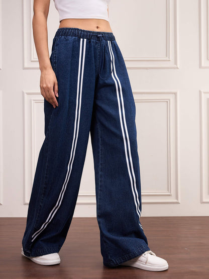 Blue Denim Front Tape Jeans