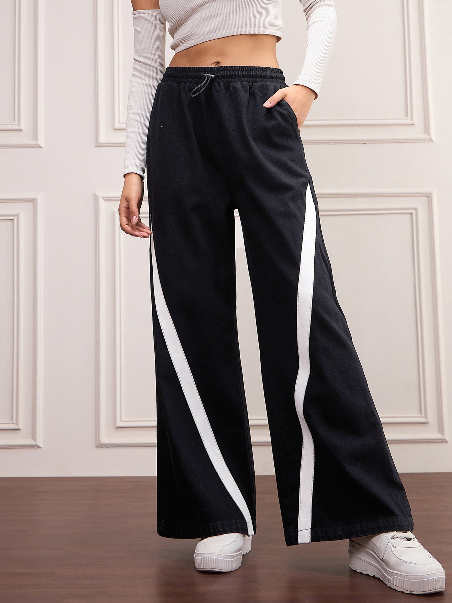 Black Denim Contrast Tape Detail Jeans