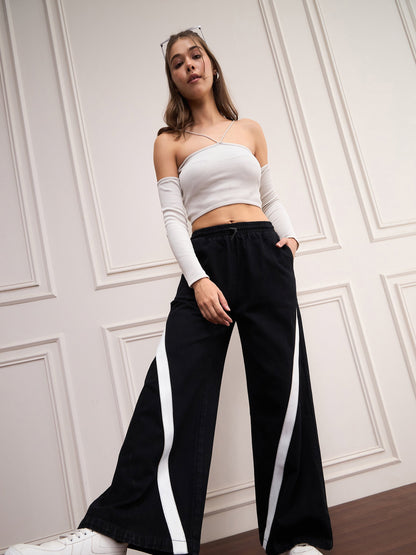 Black Denim Contrast Tape Detail Jeans