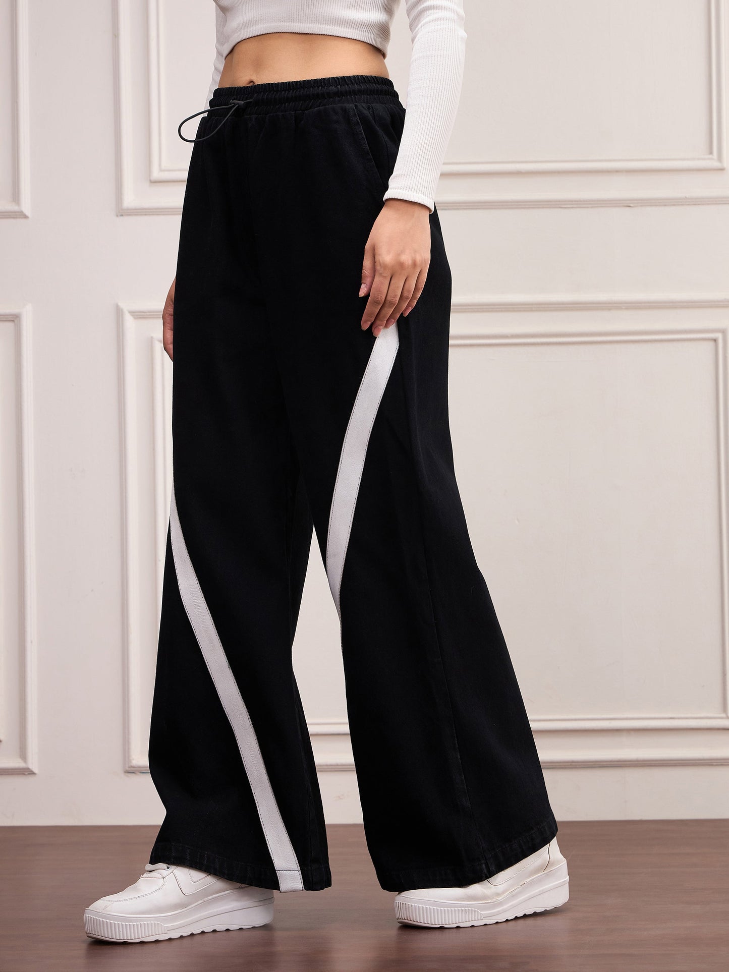 Black Denim Contrast Tape Detail Jeans