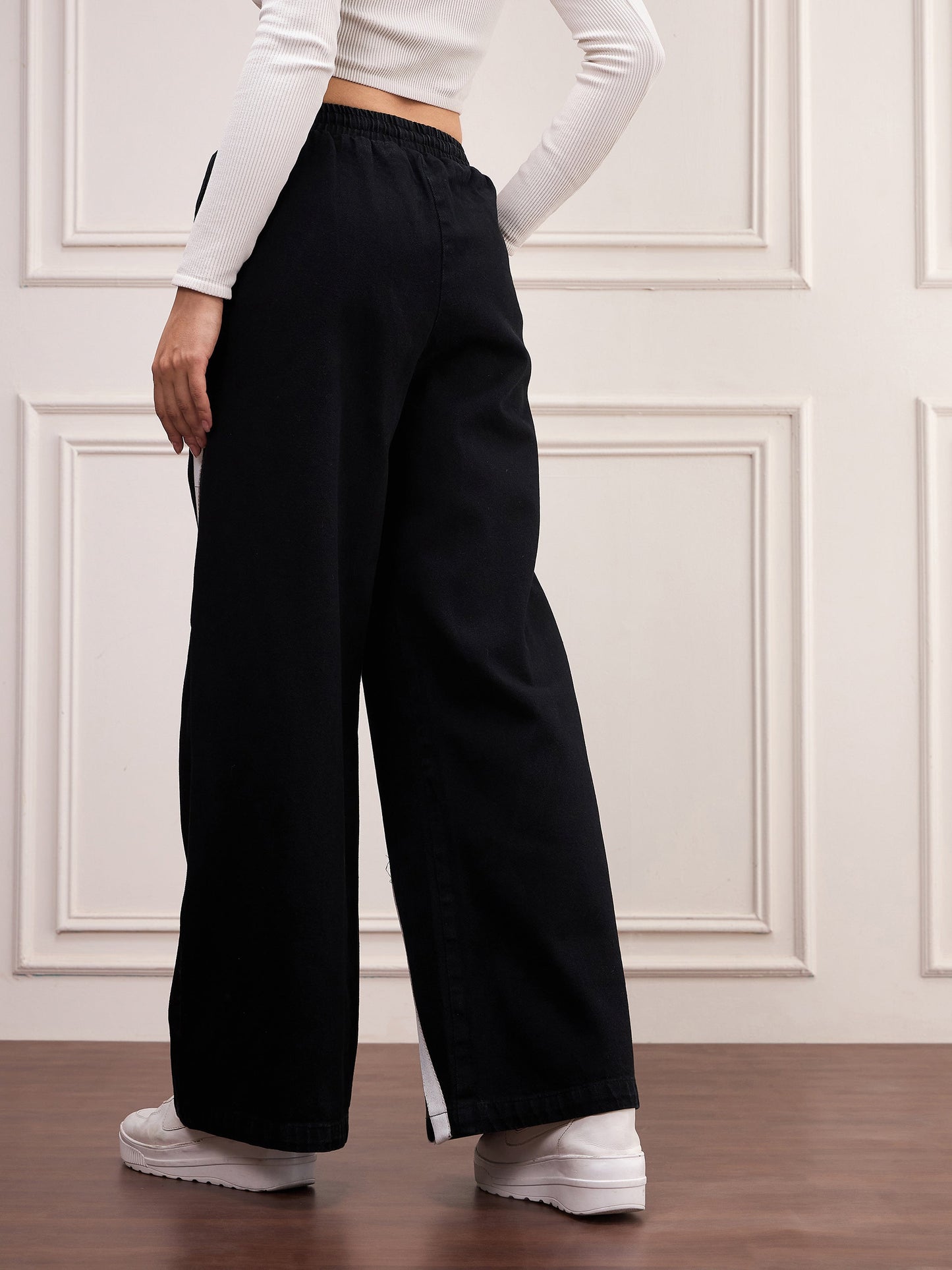 Black Denim Contrast Tape Detail Jeans